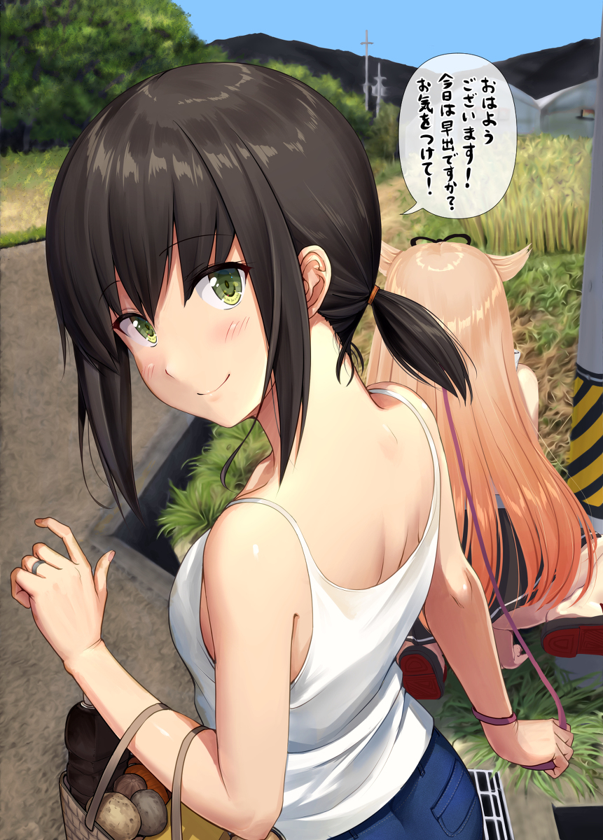 This is a pixiv picture whose title is 毎朝出勤時に声を掛けてくれる近所の人妻さん.