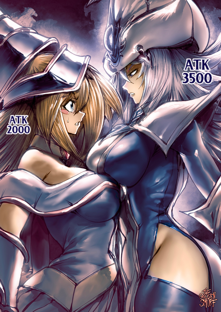 This is a pixiv picture whose title is Dark Magician Girl vs Silent Mag.