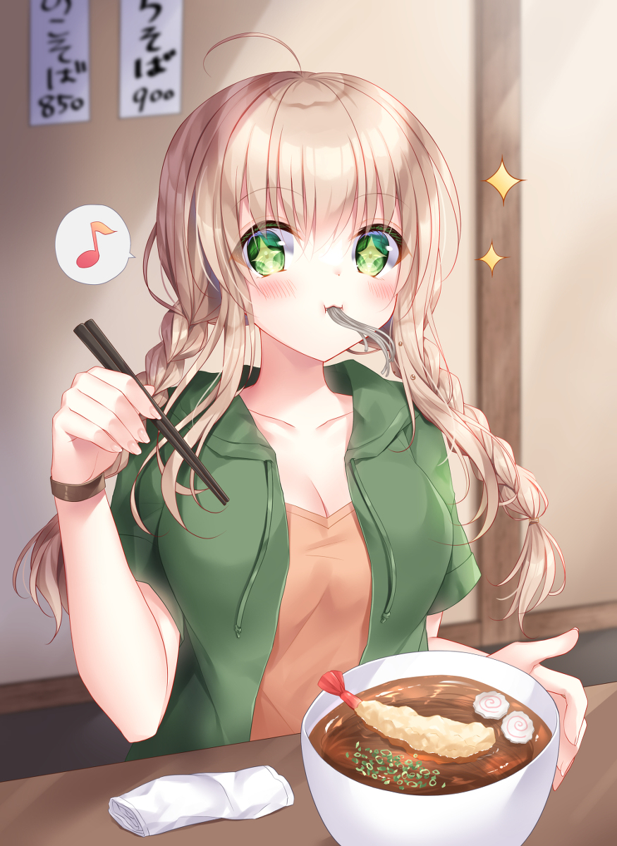 This is a pixiv picture whose title is お蕎麦ちゅるん🍤.