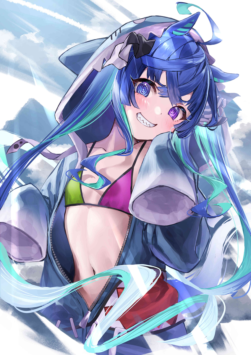 This is a pixiv picture whose title is 水着ツインターボ.