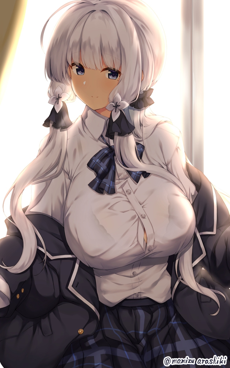 This is a pixiv picture whose title is 【アズレン】放課後の窓際【イラストリアス】.