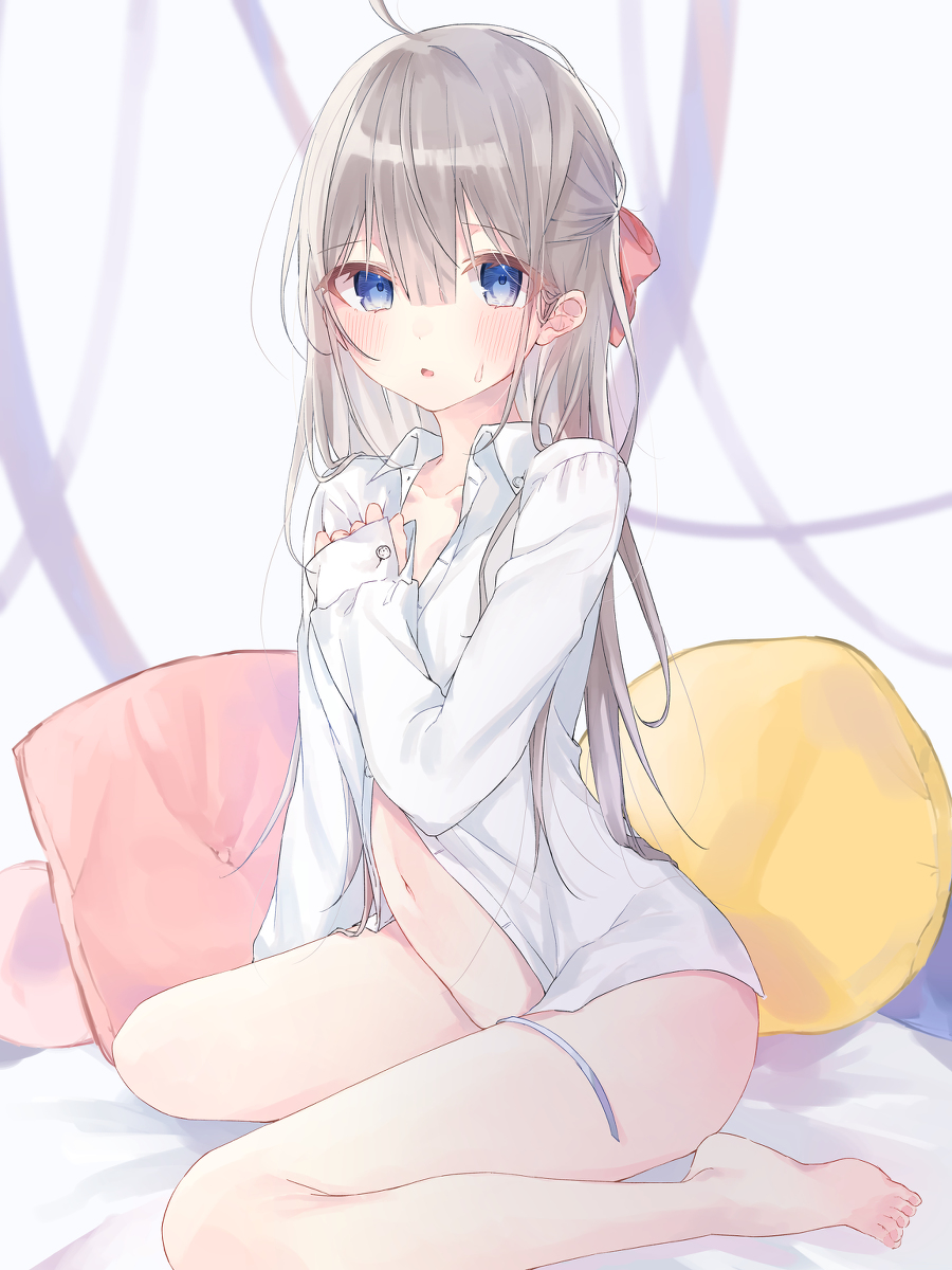 This is a pixiv picture whose title is やっぱ君のシャツは大きい….