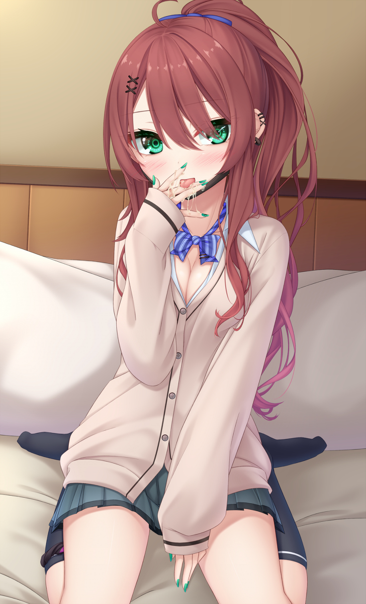 This is a pixiv picture whose title is 黒マスクポニテのえっちな娘.
