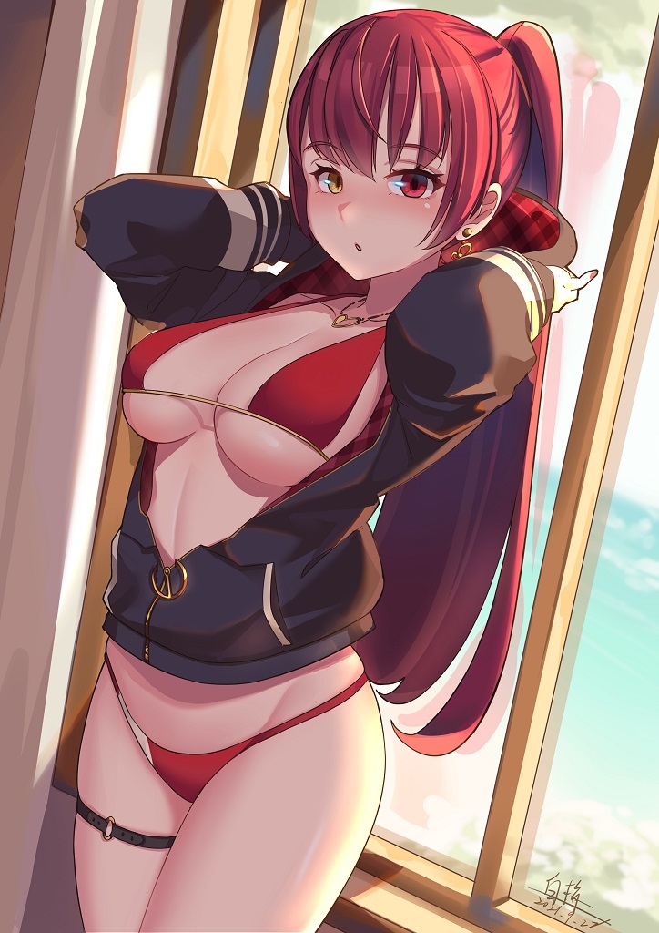 This is a pixiv picture whose title is 水着マリンさん.