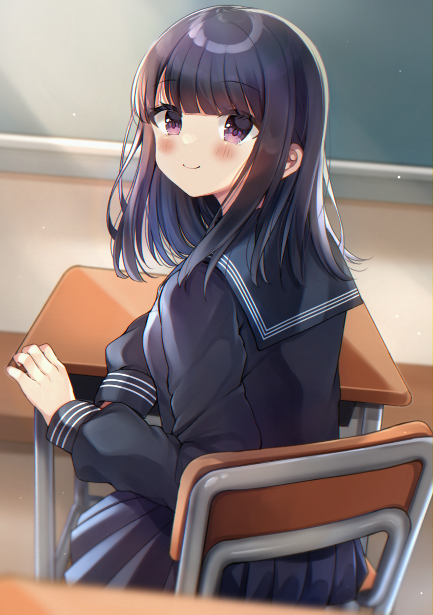This is a pixiv picture whose title is 席替えで前に来た子がとてもかわいい.