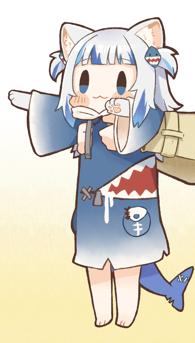 This is a pixiv picture whose title is Longcat Gura.