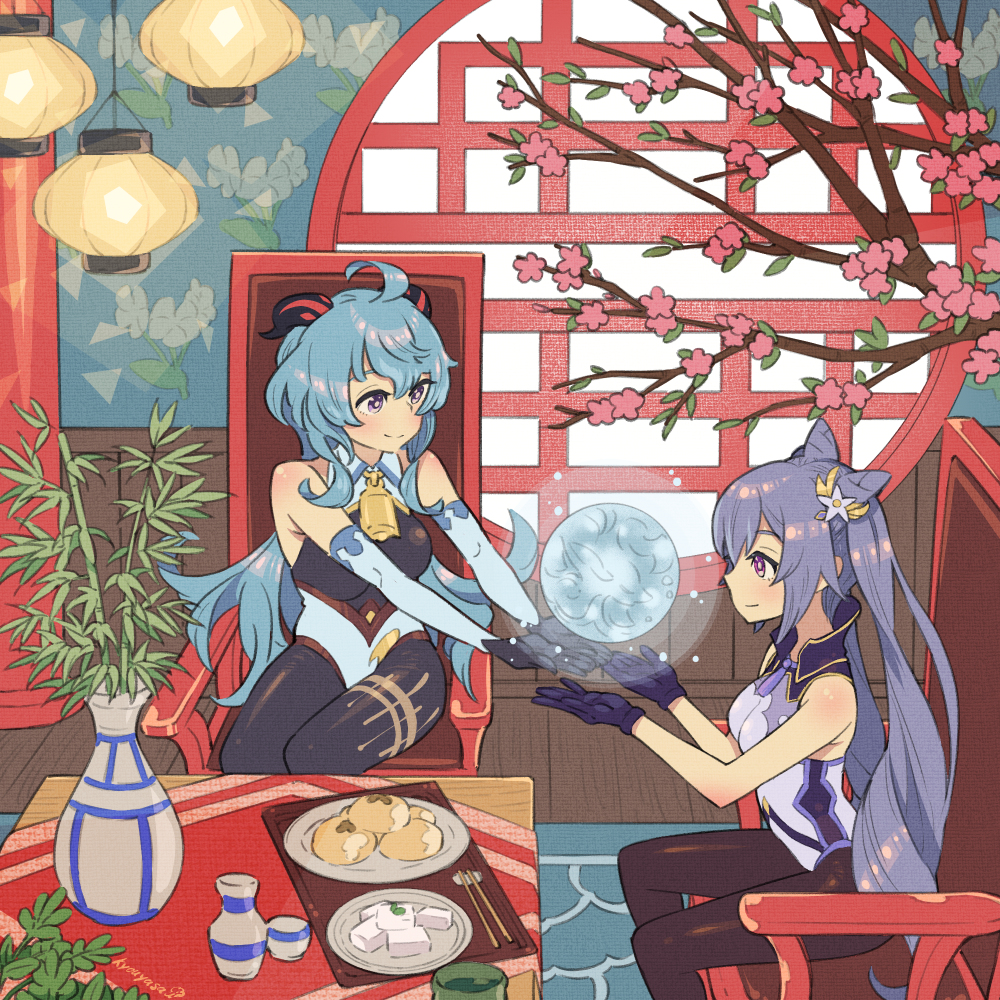 This is a pixiv picture whose title is 甘雨＆刻晴🧶.