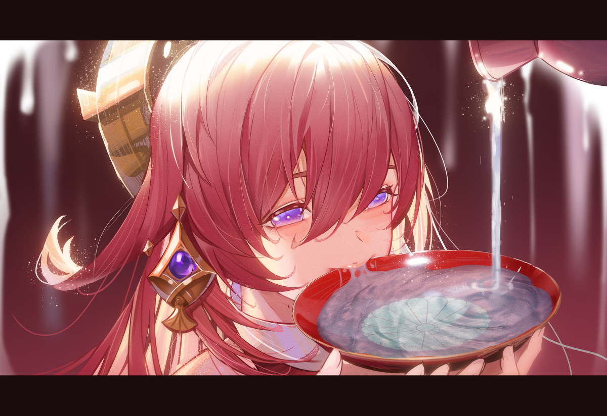 This is a pixiv picture whose title is 神子只是在喝水哦.