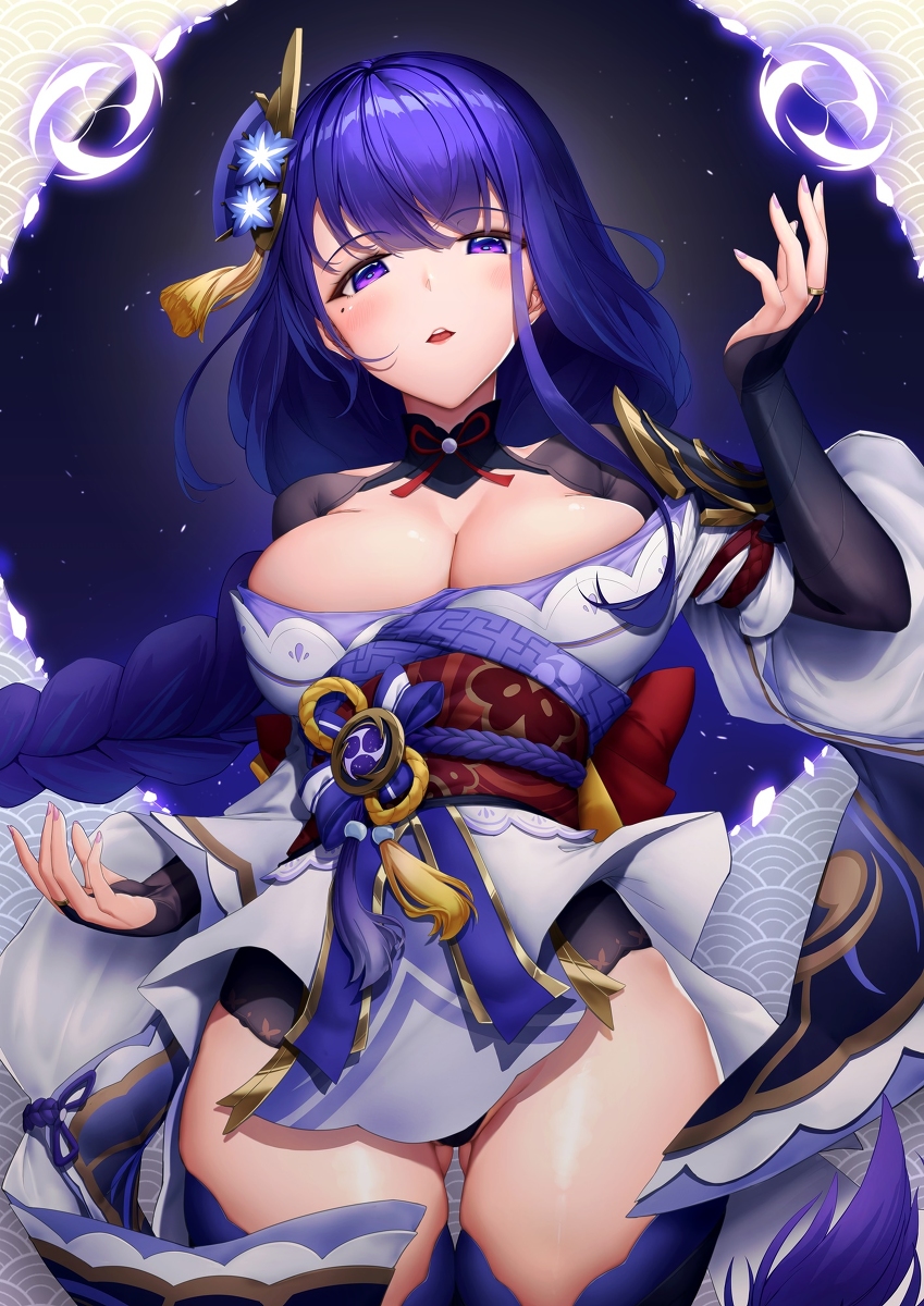 This is a pixiv picture whose title is 「雷電影～夢想の一太刀～」（刀無きver,）.