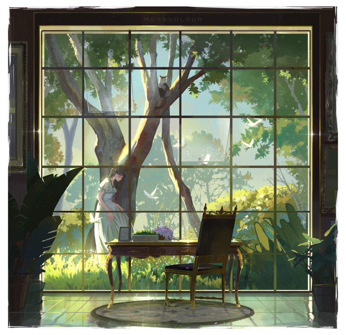 This is a pixiv picture whose title is 午后庭外.