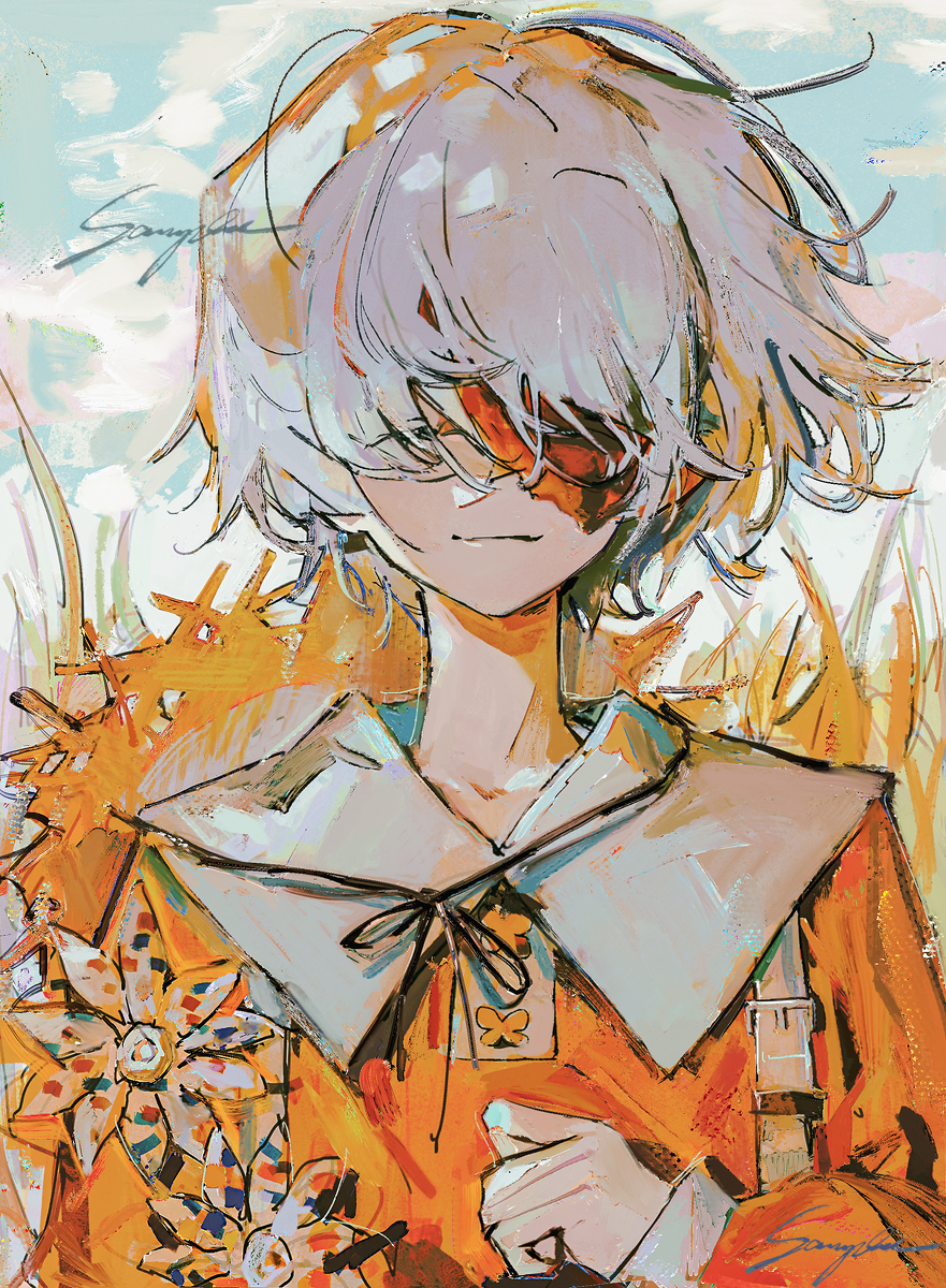 This is a pixiv picture whose title is 優しい案山子.