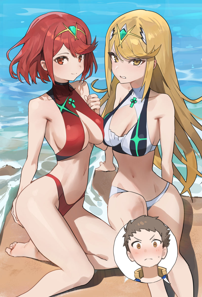 This is a pixiv picture whose title is Pyra & Mythra.