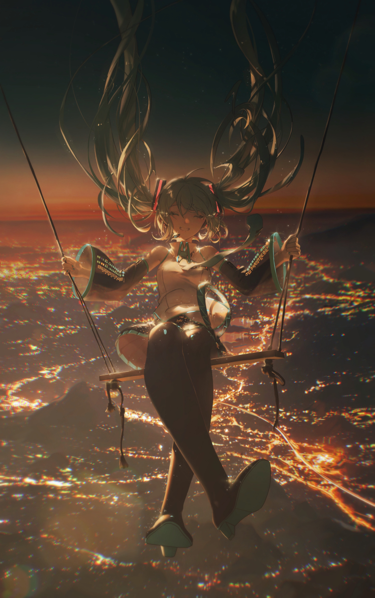 This is a pixiv picture whose title is —“解けない夏”—.