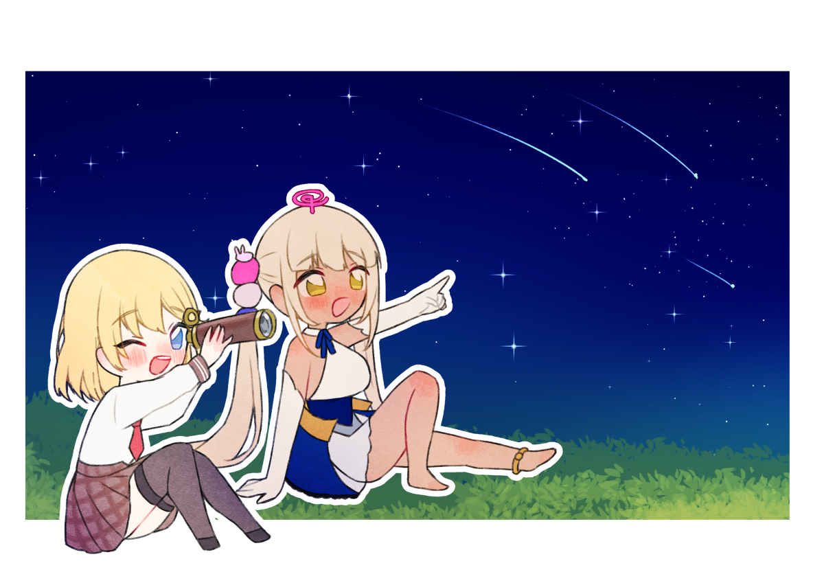 This is a pixiv picture whose title is 天体観測🔭.