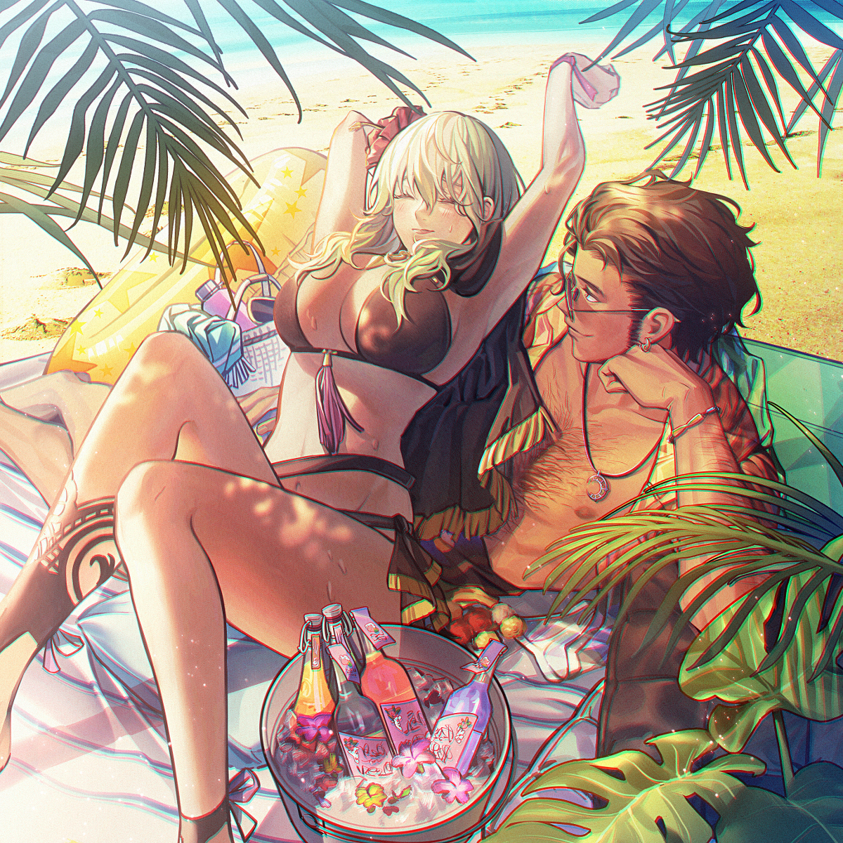 This is a pixiv picture whose title is Golden Beach.