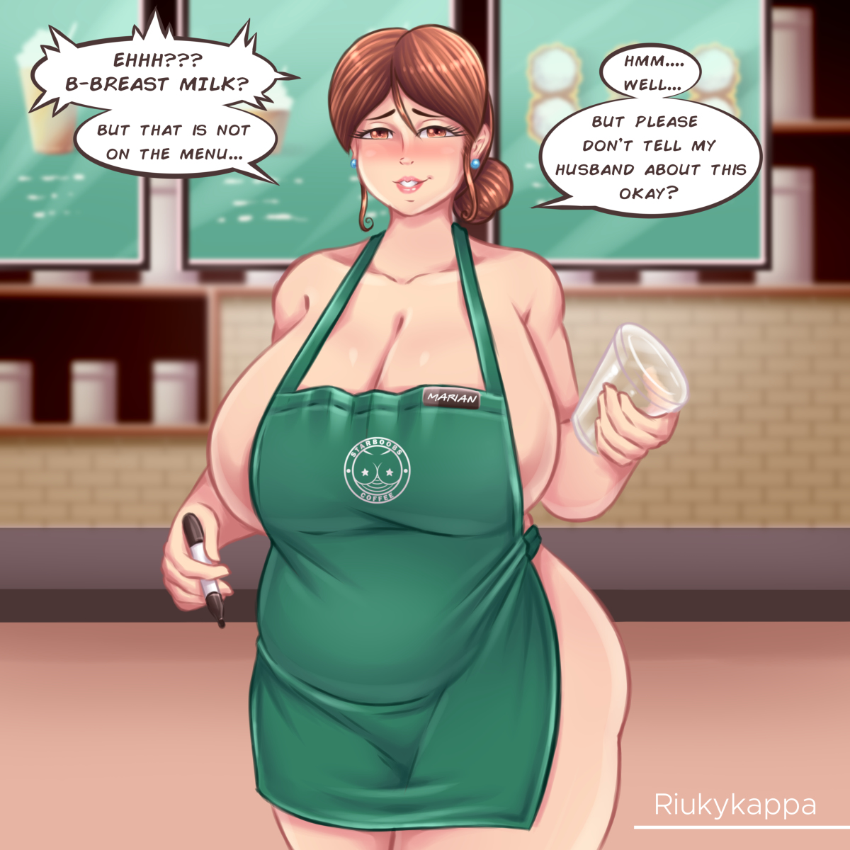 This is a pixiv picture whose title is starboobs coffee.