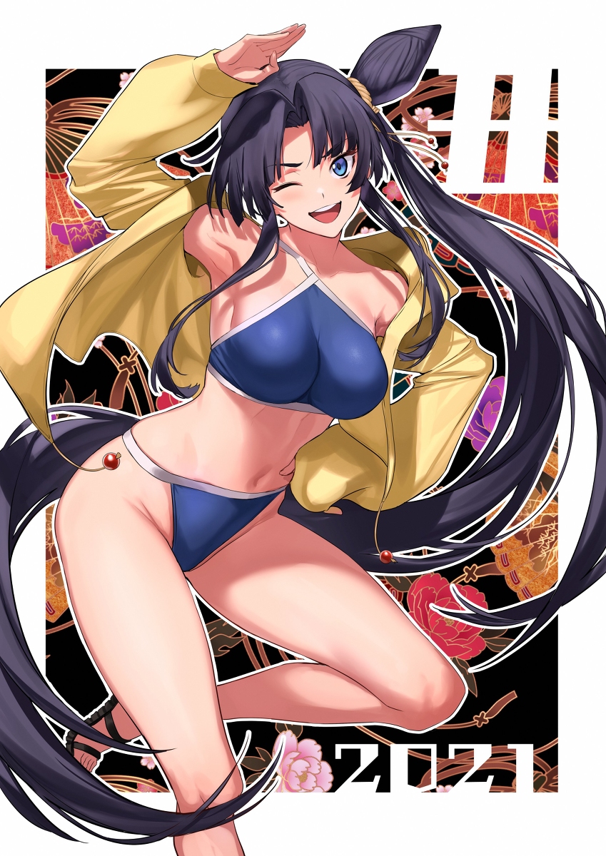 This is a pixiv picture whose title is 水着牛若Chang.