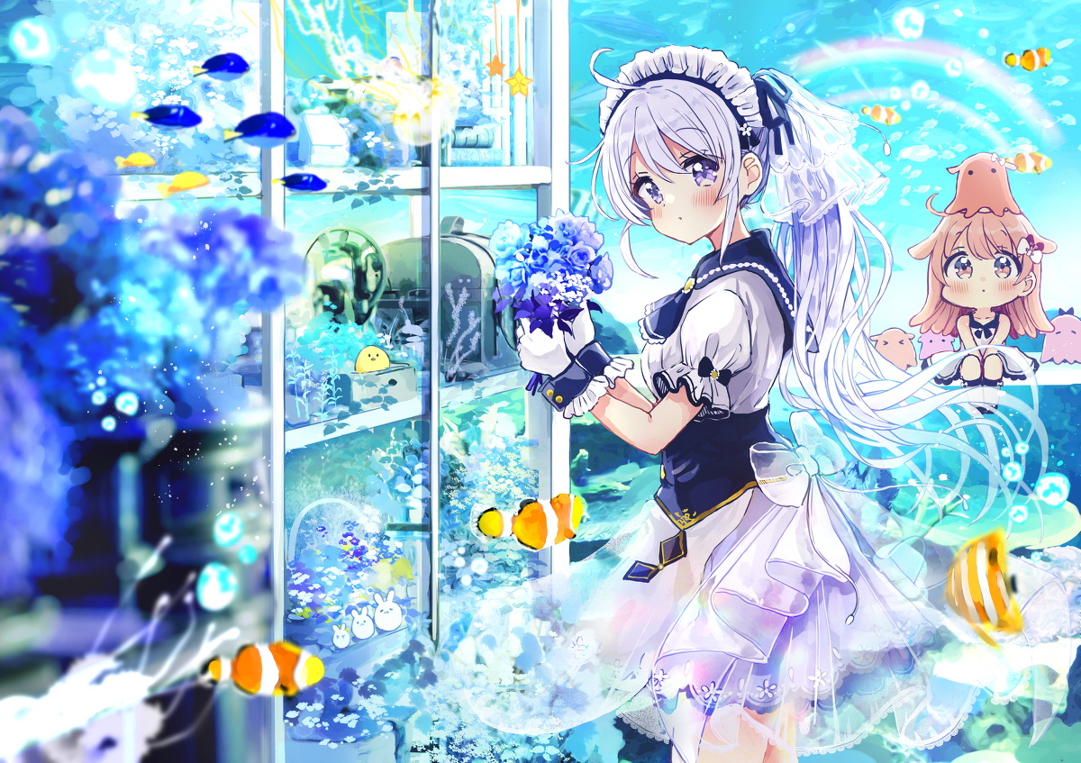 This is a pixiv picture whose title is 深海メイド.