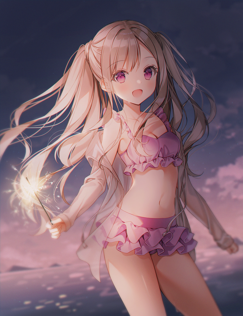This is a pixiv picture whose title is 線香花火.