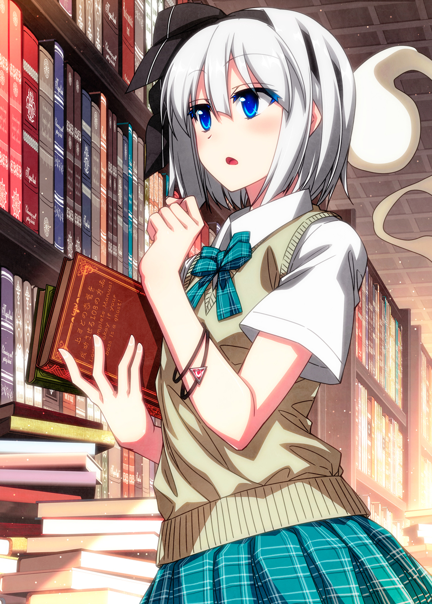 This is a pixiv picture whose title is 図書館の妖夢ちゃん.