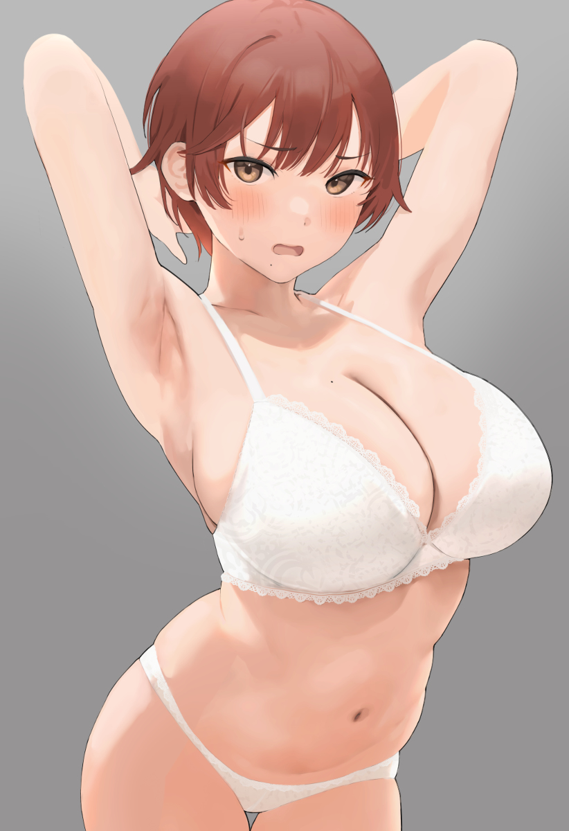 This is a pixiv picture whose title is 巨乳ボーイッシュ子.
