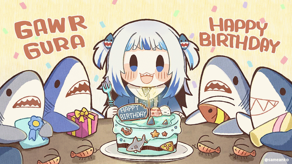 This is a pixiv picture whose title is 🎂🦈.
