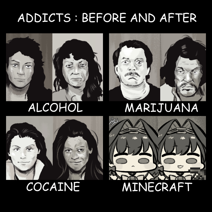 This is a pixiv picture whose title is Addicts: Before and After.