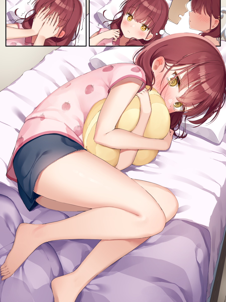 This is a pixiv picture whose title is 先輩とのキスを思い出して恥ずかしくなっちゃう双子の妹ちゃん.