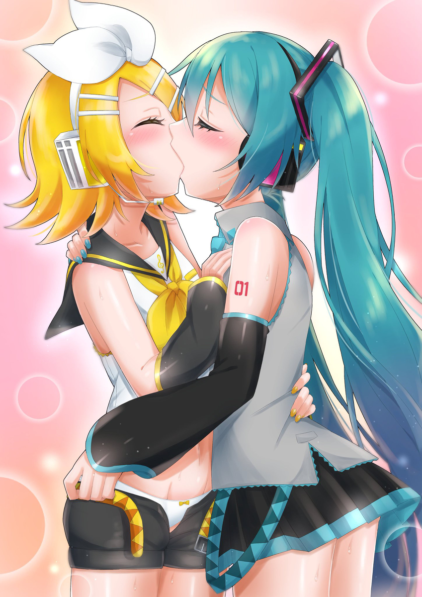 This is a pixiv picture whose title is 【skeb】百合ミクリン.