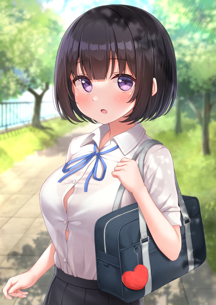 This is a pixiv picture whose title is 「そんなにじっと見てどうしたの…？」.