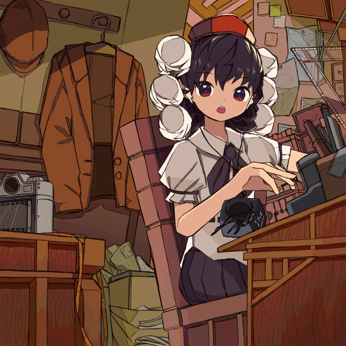 This is a pixiv picture whose title is 【依頼】少女作業中　文花帖.