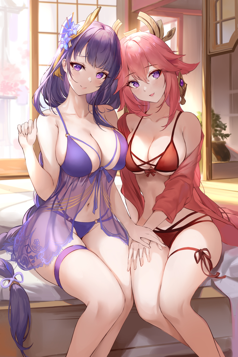 This is a pixiv picture whose title is 💜💗.