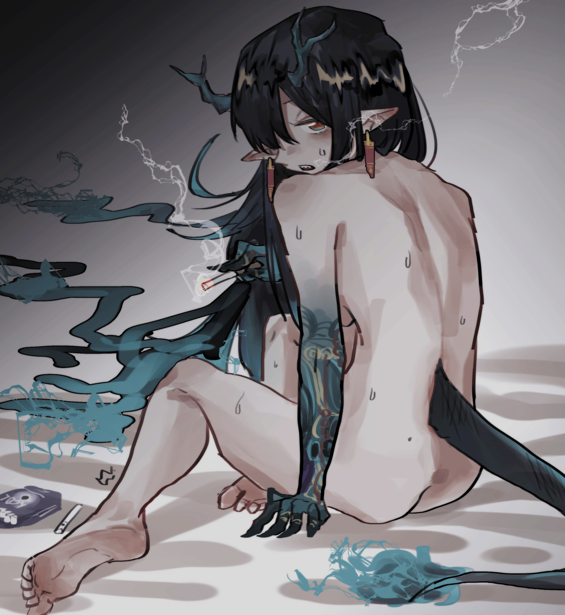 This is a pixiv picture whose title is 香烟.
