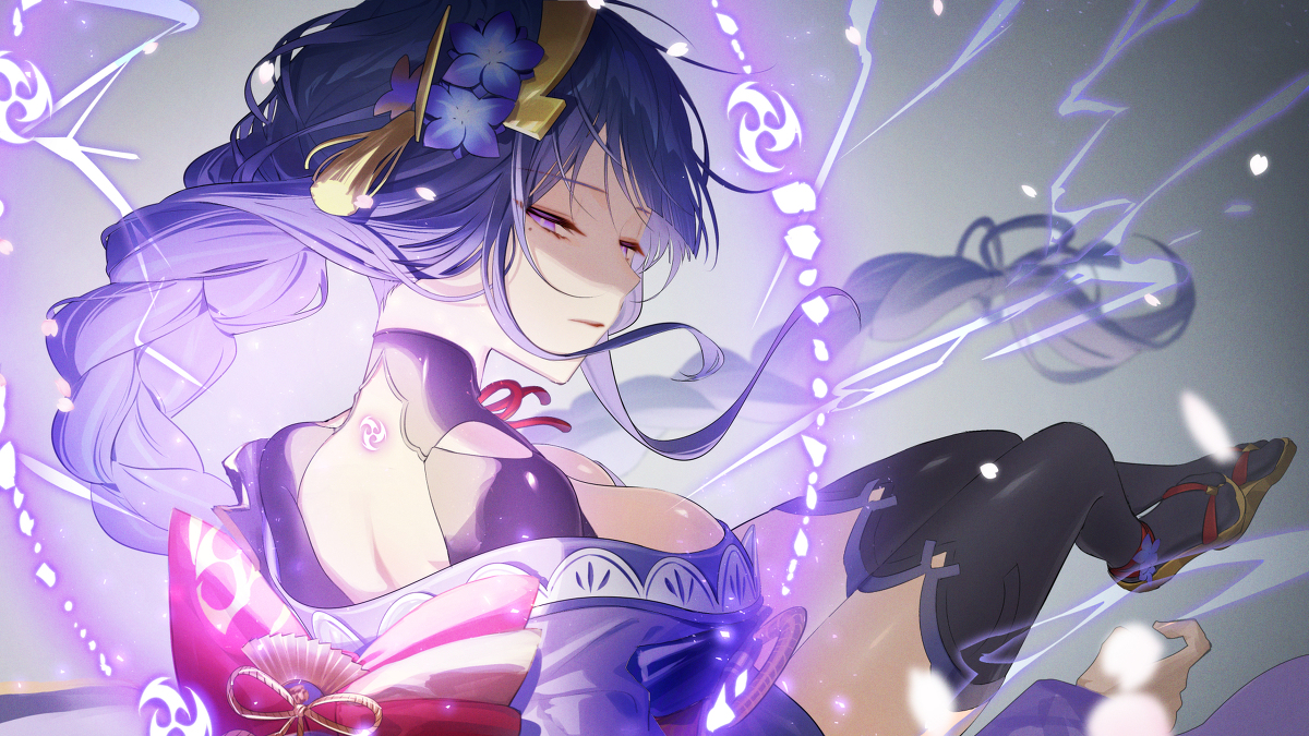 This is a pixiv picture whose title is 雷電将軍.