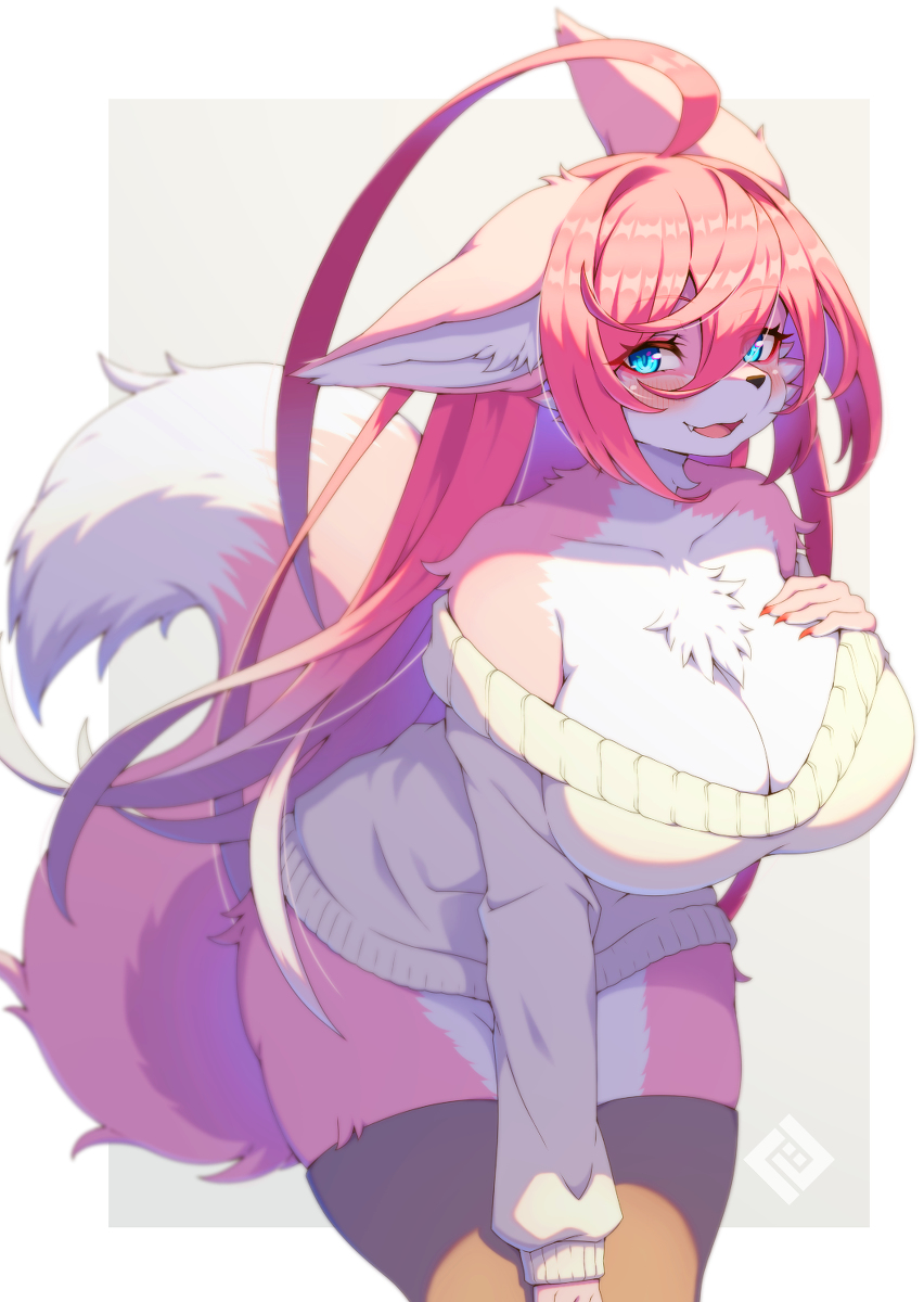 This is a pixiv picture whose title is ゆるニットきつねえさん.