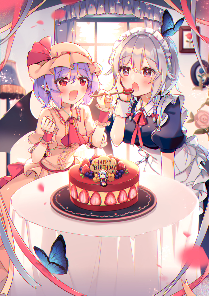 This is a pixiv picture whose title is 咲夜！お誕生日おめでとう！はい、あーん！.