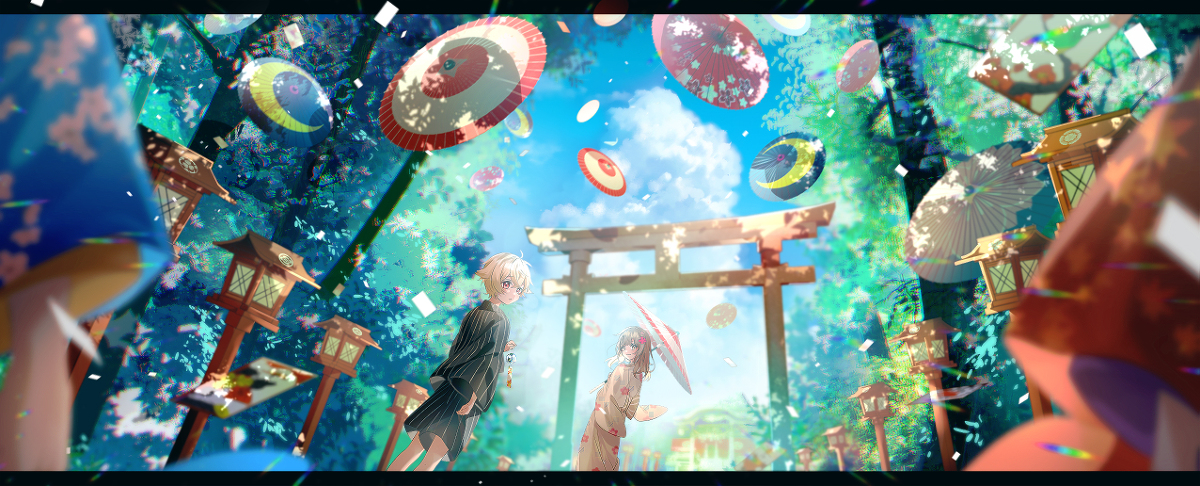 This is a pixiv picture whose title is 万花繚乱／After the Rain.