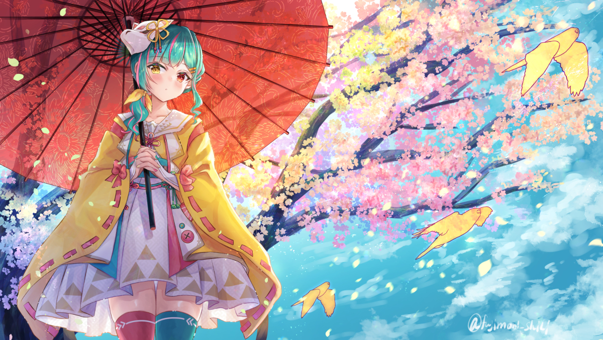 This is a pixiv picture whose title is 杠葉ちほり二周年イラスト.