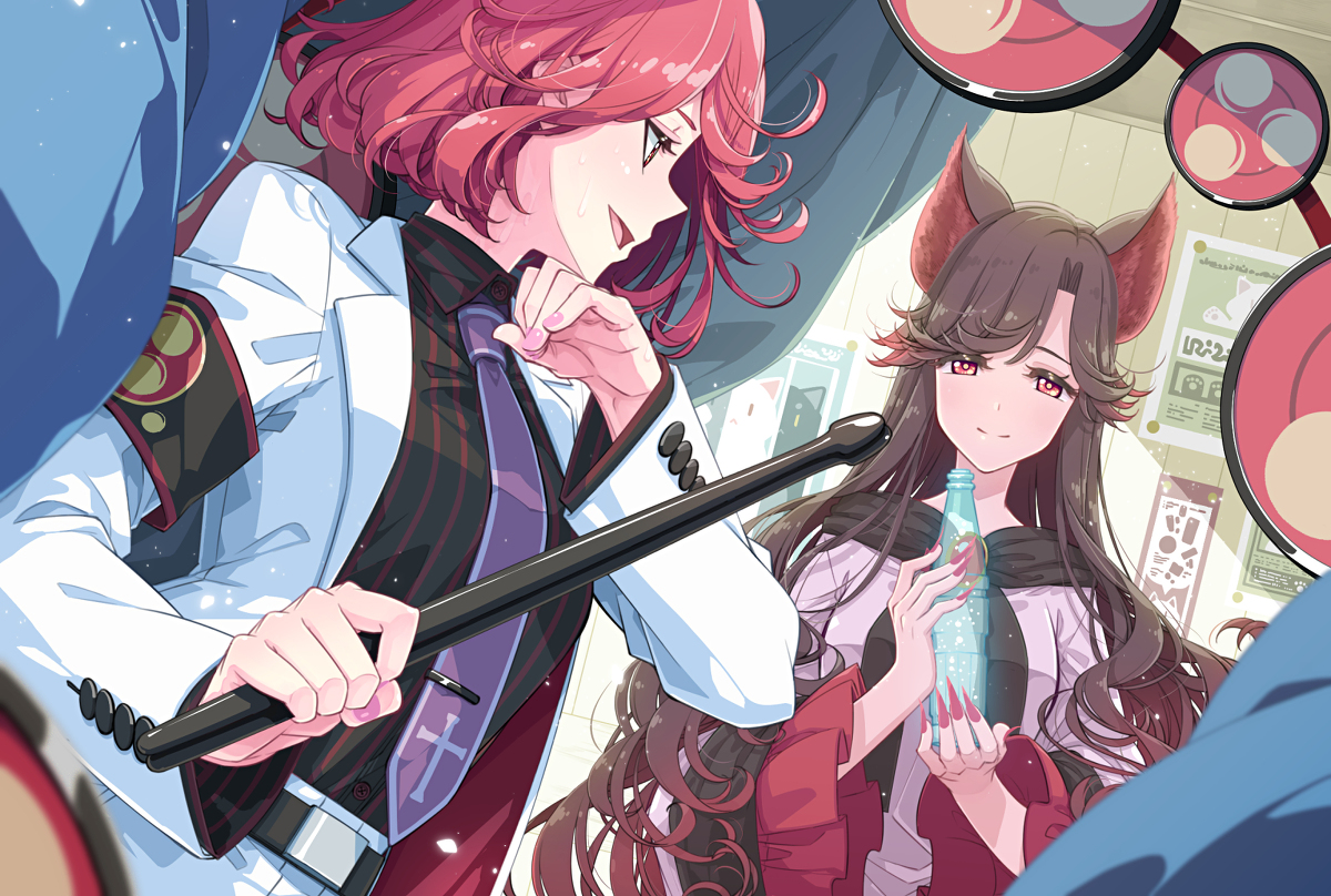 This is a pixiv picture whose title is 雷鼓と影狼.
