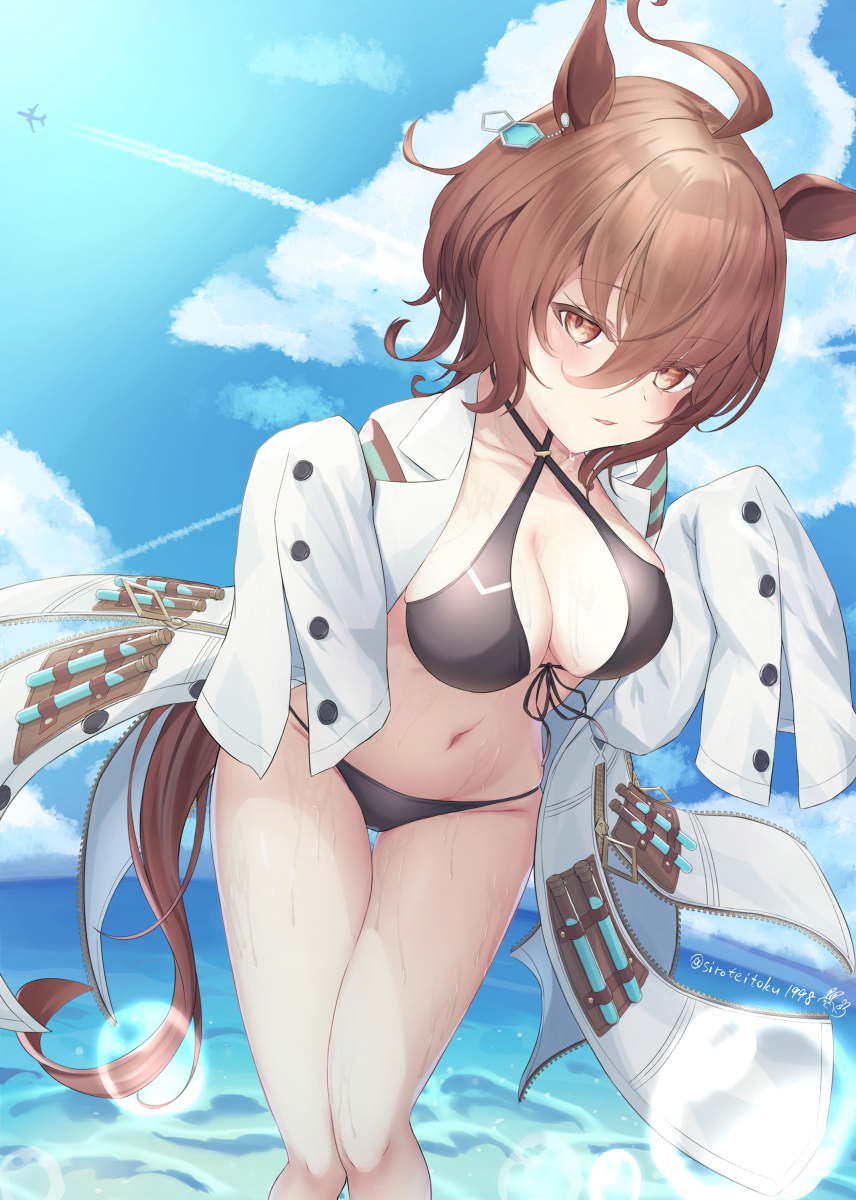 This is a pixiv picture whose title is 水着タキオン.