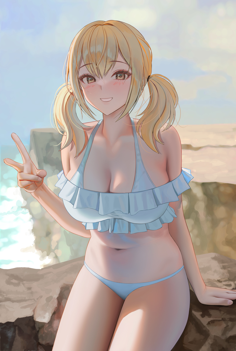 This is a pixiv picture whose title is girl on the cliff.