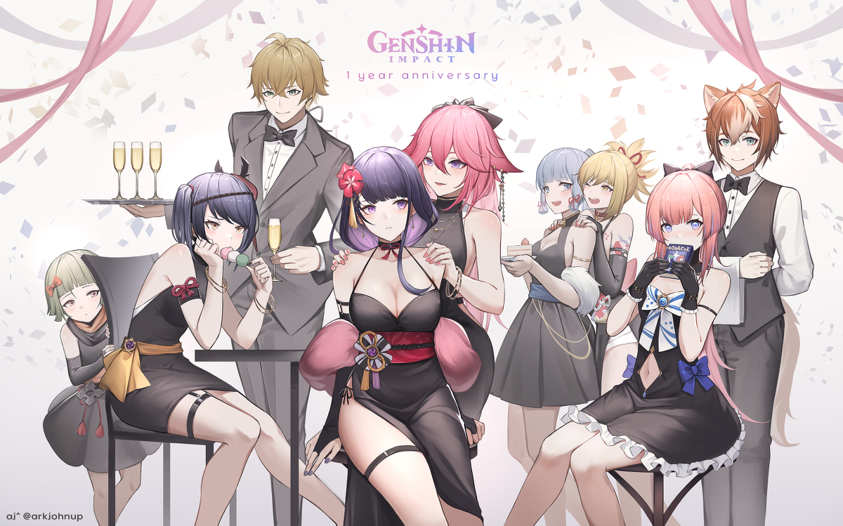 This is a pixiv picture whose title is 1 year anniversary.