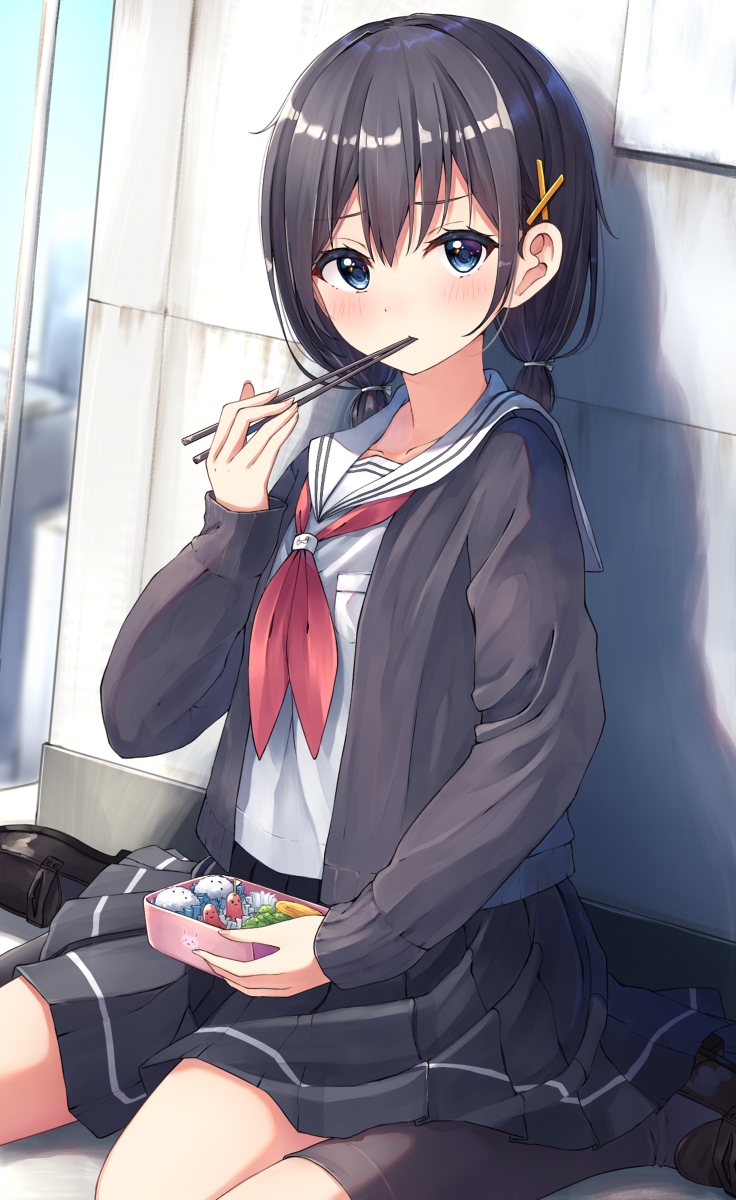 This is a pixiv picture whose title is 「一緒に食べてもいいけど、タコさんウインナーは分けないよ」.
