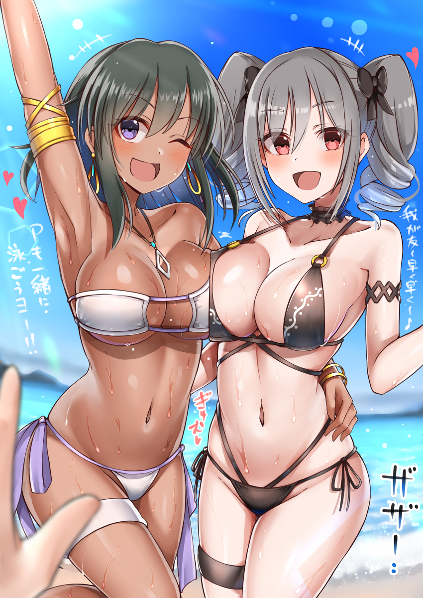 This is a pixiv picture whose title is 蘭子ちゃん、ナターリアと一緒に常夏の海に行きたい👙.