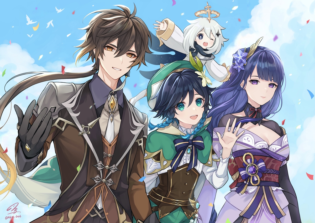 This is a pixiv picture whose title is 三神.