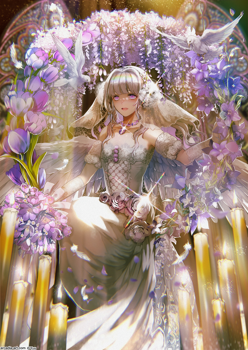 This is a pixiv picture whose title is 紫の花嫁.