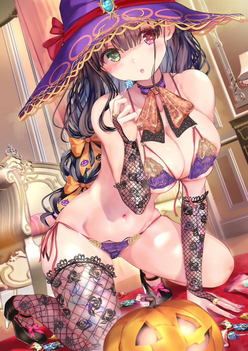 This is a pixiv picture whose title is お菓子をもらったハロウィンランジェリーさん.