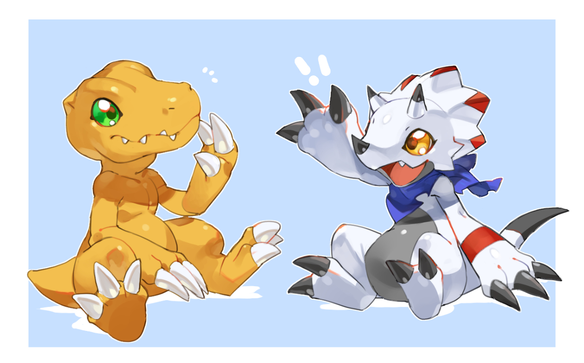 This is a pixiv picture whose title is アグモンとガンマモン.