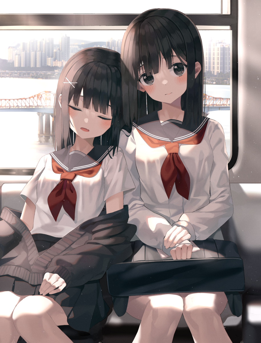 This is a pixiv picture whose title is 電車.