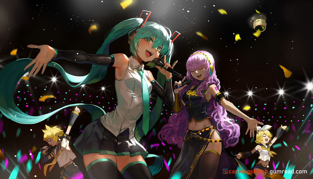 This is a pixiv picture whose title is 初音LIVE.